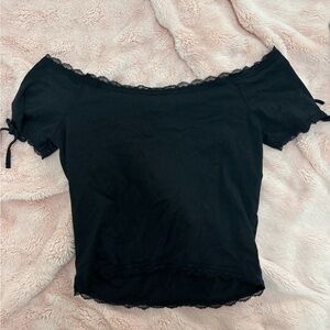 PacSun Black Lace Trim Crop Top